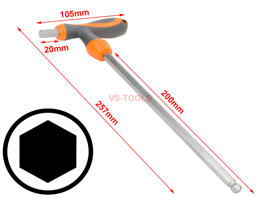 8mm THandle Hexagon Torque 6Point Hex Key CRV TPR Screwdriver